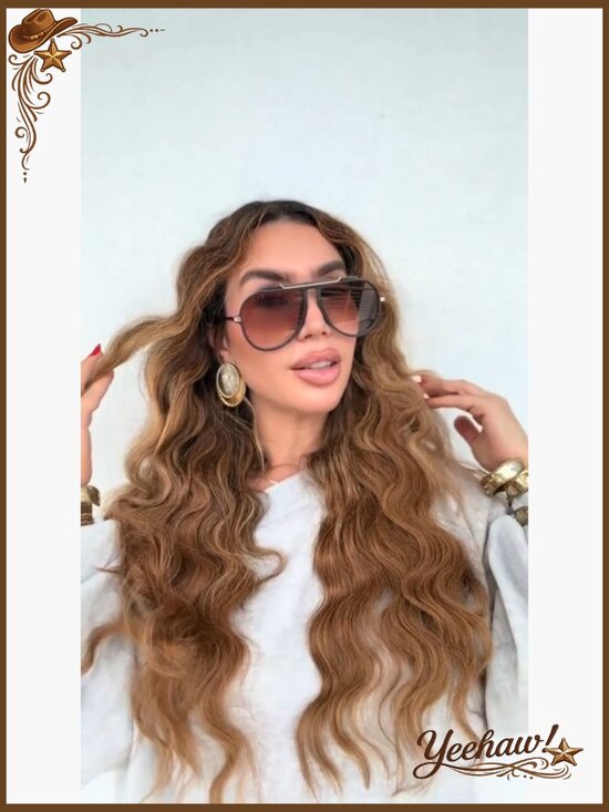 Oversized Aviator Sunglasses Gold Metal Retro 70s Style UV Protection